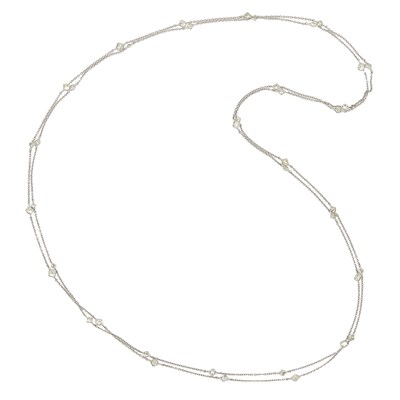 Lot 1123 - Long White Gold and Diamond Chain Necklace