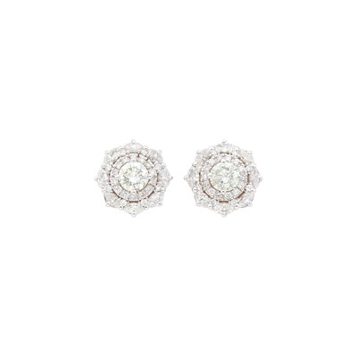 Lot 73 - Pair of White Gold and Diamond Earrings