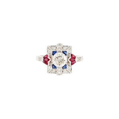 Lot 2258 - White Gold, Ruby and Sapphire Ring