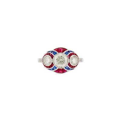 Lot 2250 - White Gold, Diamond, Sapphire and Ruby Ring