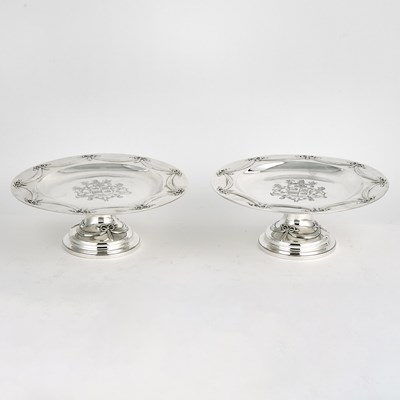 Lot 526 - Pair English Sterling Silver Footed Plates