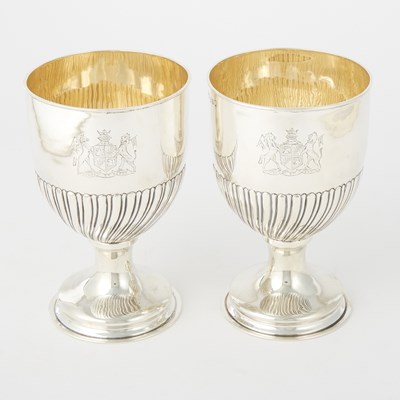 Lot 225 - Pair of George III Sterling Silver Large Goblets