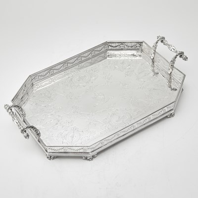 Lot 537 - Victorian Sterling Silver Galleried Two Handled Tray