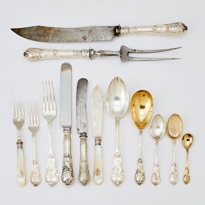 Lot 546 - Continental Silver and Parcel Gilt Flatware Service