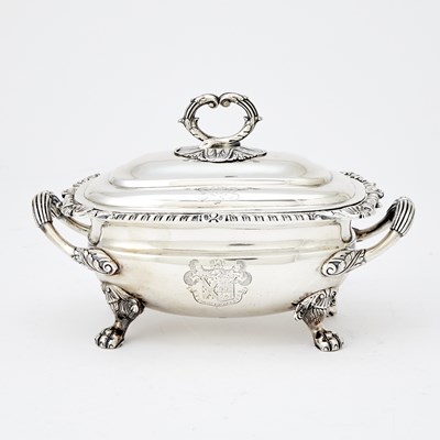 Lot 521 - George III Sterling Silver Covered Sauce Tureen