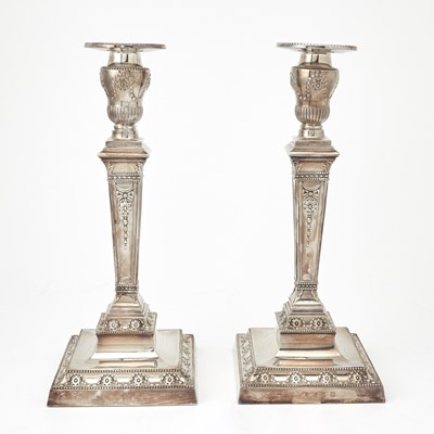 Lot 538 - Pair of Edwardian Sterling Silver Candlesticks