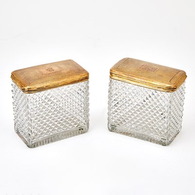 Lot 523 - Pair of George III Sterling Silver Mounted Cut Glass Dresser Boxes