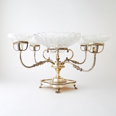 Lot 223 - Sterling Silver and Cut Glass Epergne Centerpiece