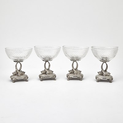 Lot 547 - Set of Four Continental Silver and Cut Glass Bowls