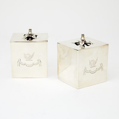 Lot 555 - Pair of American Sterling Silver Tea Caddies