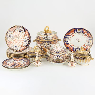 Lot 223 - Assembled Group of Derby and Chamberlain’s Worcester Porcelain ‘King’s’ Pattern Dinnerwares