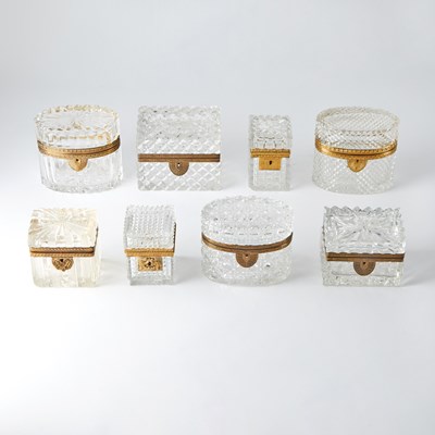 Lot 272 - Group of Eight Empire Style Gilt-Metal Mounted Cut Glass Trinket Boxes