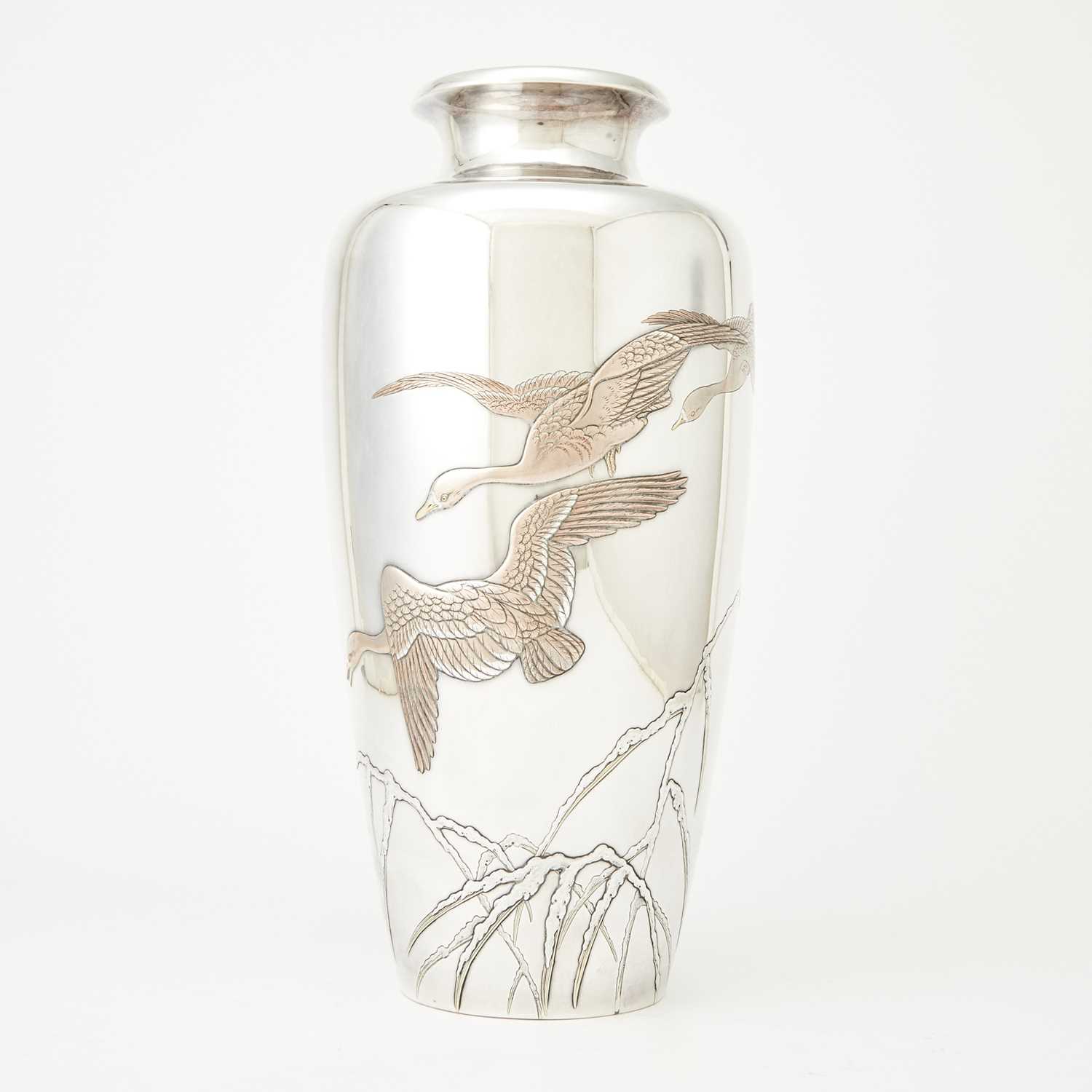 Lot 624 - A Japanese Silver and Mixed Metal Vase