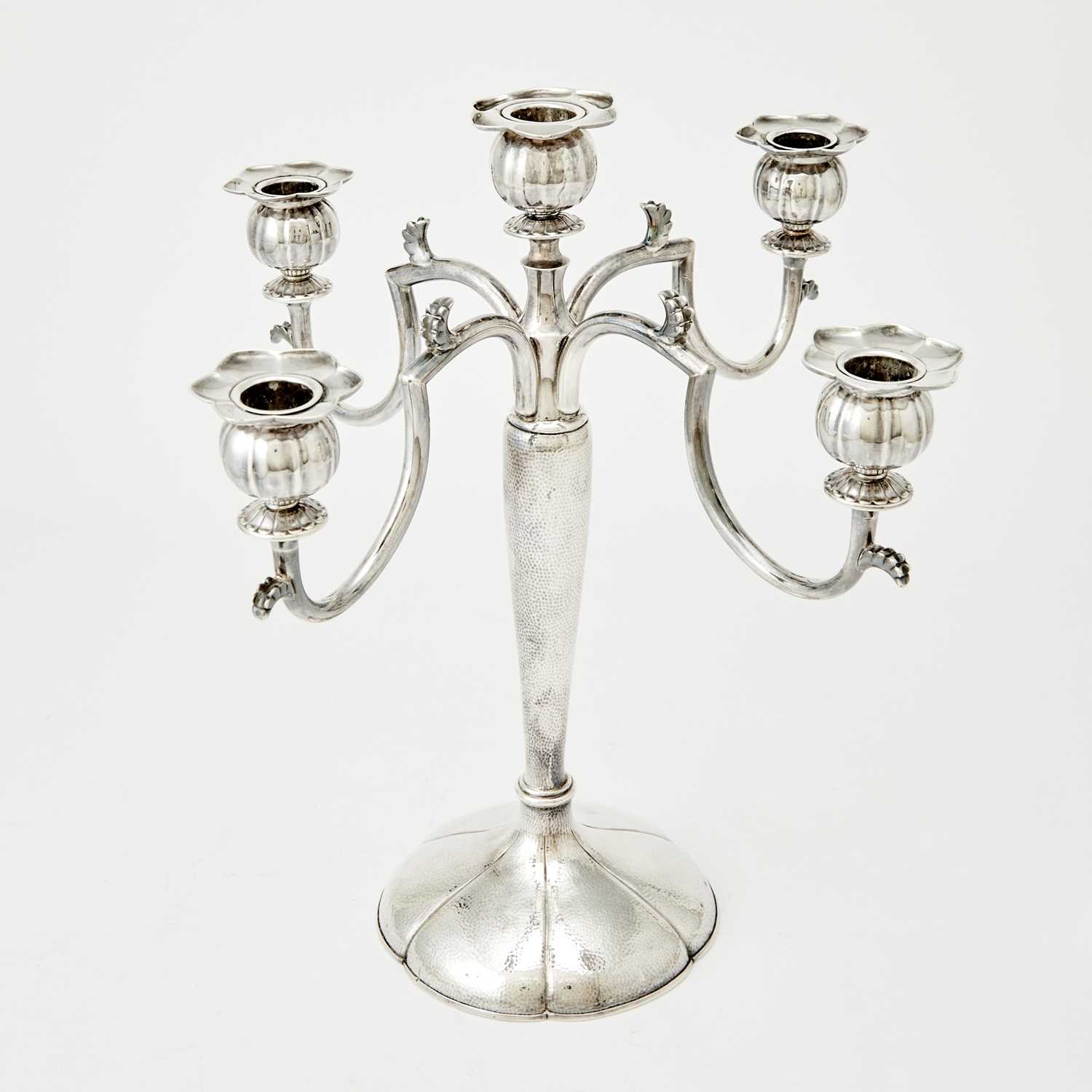 Lot 351 - A Japanese Silver Five-Light Candle Labra