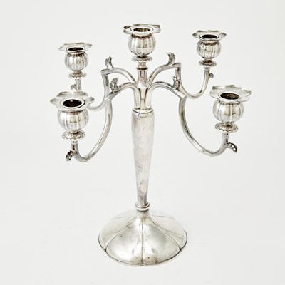 Lot 351 - A Japanese Silver Five-Light Candle Labra