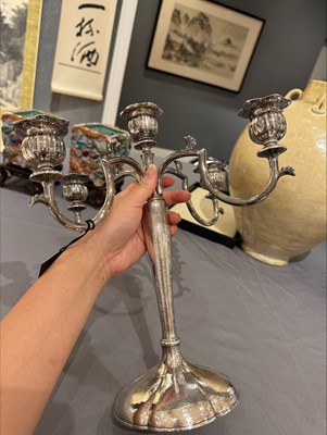 Lot 351 - A Japanese Silver Five-Light Candle Labra