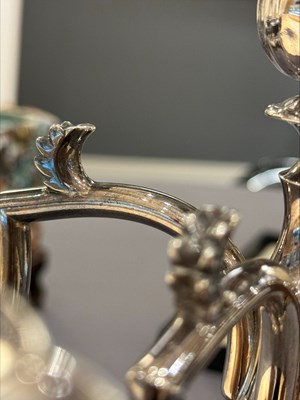 Lot 351 - A Japanese Silver Five-Light Candle Labra