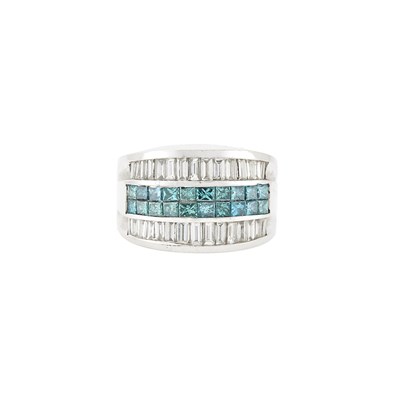 Lot 1269 - White Gold, Treated Colored Diamond and Diamond Ring