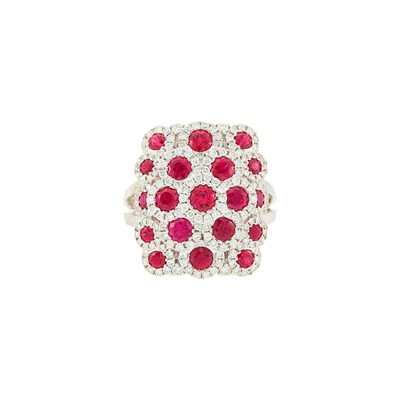 Lot 1186 - White Gold, Ruby and Diamond Ring