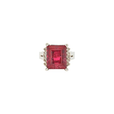 Lot 1162 - White Gold, Rubellite and Diamond Ring