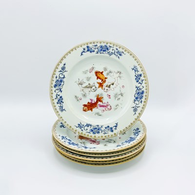 Lot 1079 - Set of Six Chinese Famille Rose Porcelain Plates