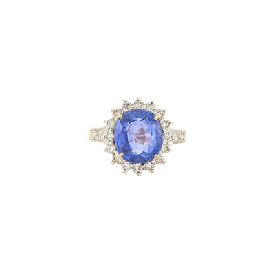 Lot 1175 - Two-Color Gold, Sapphire and Diamond Ring