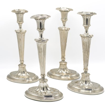 Lot 1171 - Set of Four Edwardian Sterling Silver Candlesticks