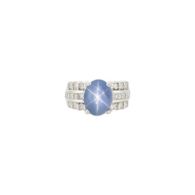 Lot 1278 - White Gold, Gray Star Sapphire and Diamond Ring