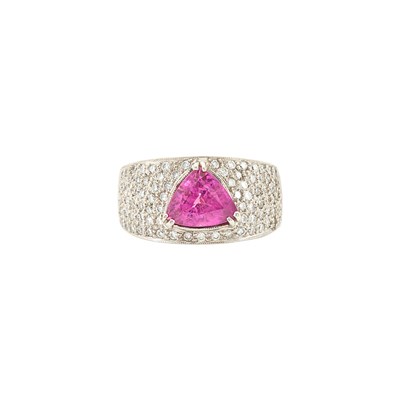 Lot 1193 - White Gold, Pink Sapphire and Diamond Ring