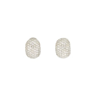 Lot 1155 - Pair of White Gold and Diamond Earrings