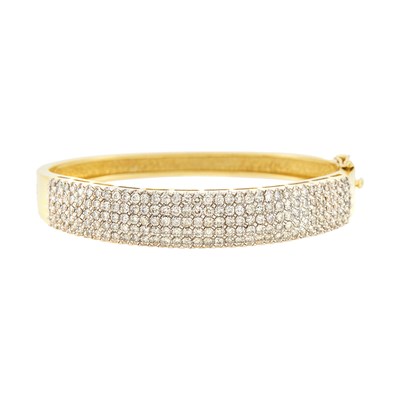 Lot 1176 - Two-Color Gold and Colored Diamond Bangle Bracelet