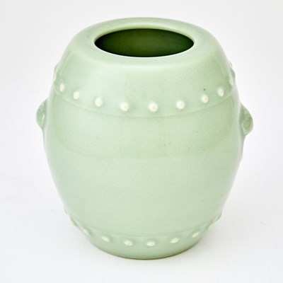 Lot 662 - A Chinese Longquan Celadon Glazed Drum Vase