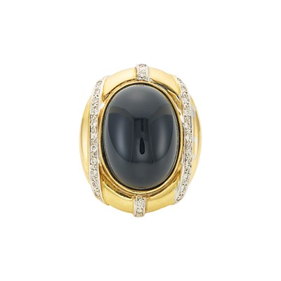 Lot 2067 - Two-Color Gold, Black Onyx and Diamond Ring