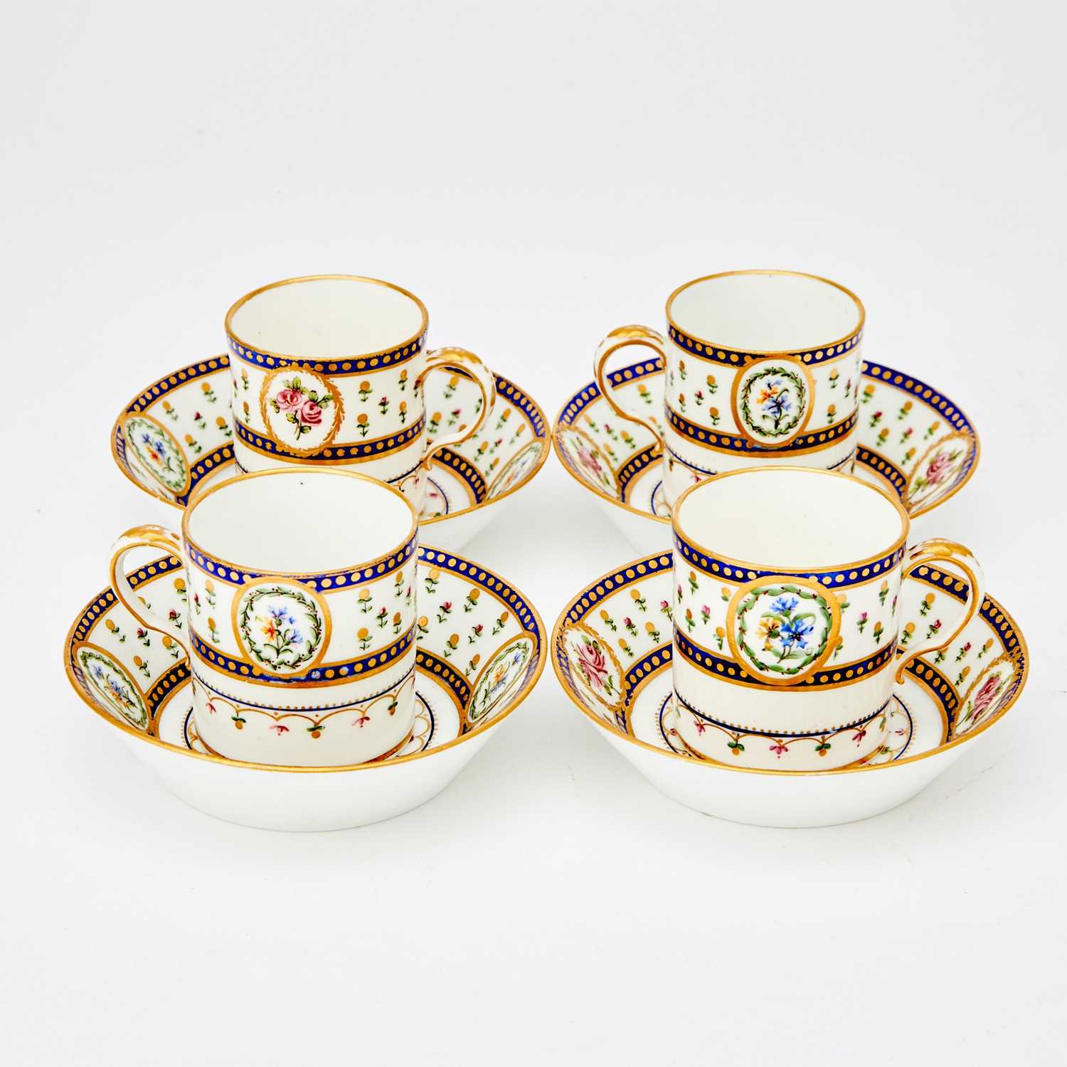 Lot 433 - Group of Four Sèvres Bombelle Cups and Saucers