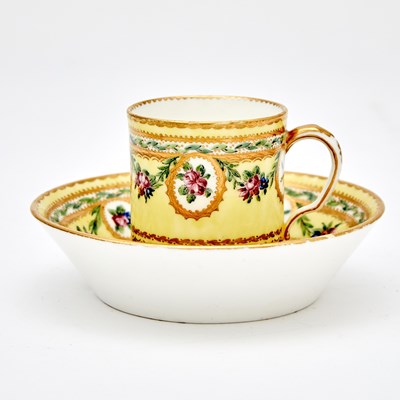 Lot 436 - Sèvres Porcelain Yellow-Ground Teacup and Saucer