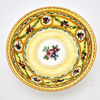 Lot 436 - Sèvres Porcelain Yellow-Ground Teacup and Saucer