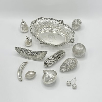 Lot 1186 - Group of English Sterling Silver Fruit and Vegetables