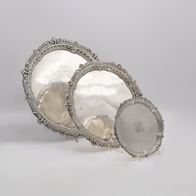 Lot 1173 - Set of Three Graduated Dominick & Haff Sterling Silver Trays