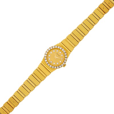 Lot 100 - Piaget Gold and Diamond 'Polo' Wristwatch