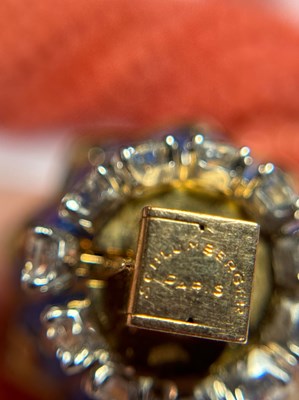 Lot 103 - Schlumberger Paris Multistrand Coral Bead Torsade Necklace with Gold, Platinum, Blue Enamel and Diamond Clasp
