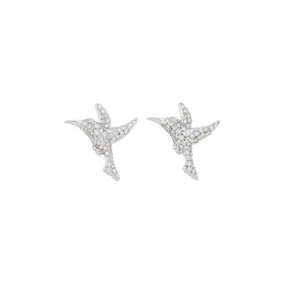 Lot 1086 - Tiffany & Co. Platinum and Diamond Hummingbird Pins