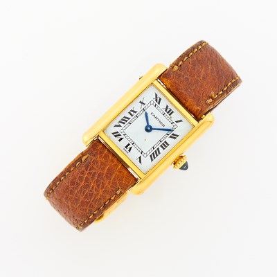 Lot 2136 - Cartier Gold 'Tank' Wristwatch