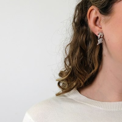 Lot 83 - Tiffany & Co., Schlumberger Pair of Platinum and Diamond Leaf Earclips