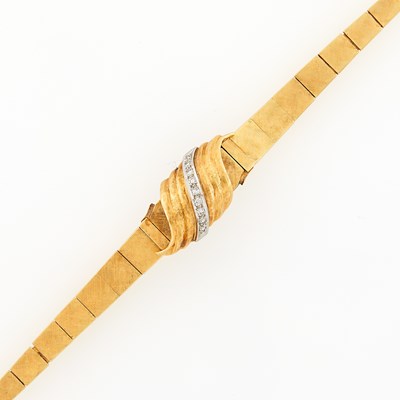 Lot 2134 - Gold and Diamond Bracelet-Watch