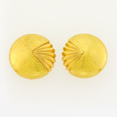 Lot 2021 - Mayors Pair of Hammered Gold Earrings