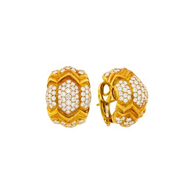 Lot 22 - Pair of Gold and Diamond Earrings