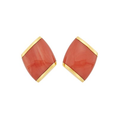 Lot 17 - Vhernier Pair of Gold and Coral Earclips