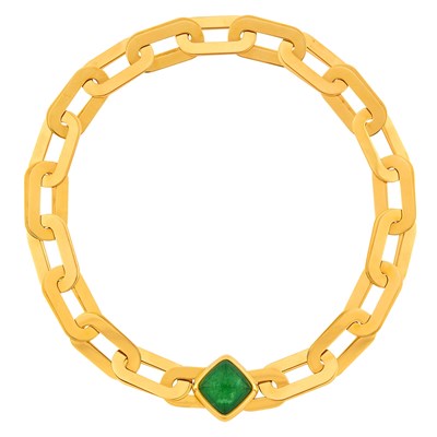 Lot 16 - Vhernier Gold, Jade and Rock Crystal Link Neckalce