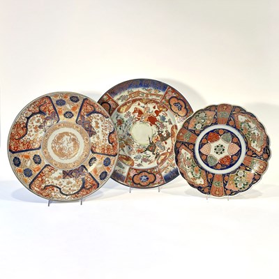 Lot 1075 - Group of Three Imari Porcelain Chargers