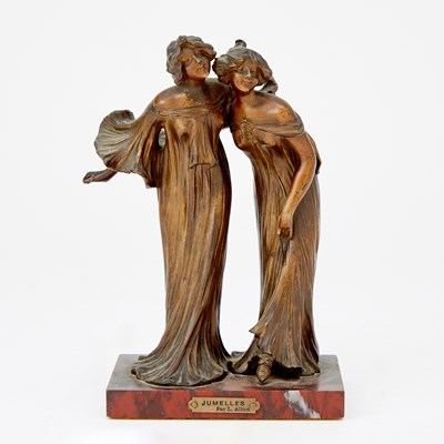 Lot 319 - French Art Nouveau Patinated Bronze Figural Group of Two Women